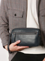 Pochette Homme Foulonn� Cuir Etrier Bleu foulonne EFOU721S-vue-porte