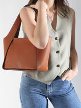 Sac Port� �paule M Foudre Cuir Etrier Marron foudre EFOD107M-vue-porte