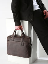 1 Compartment Spider Business Bag  With 15" Laptop Sleeve Etrier Brown spider ESPI8021-vue-porte