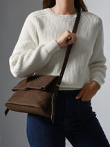 Sac Bandouli�re Cavalier Nubuck Cuir Etrier Marron cavalier nubuck ECAN135M-vue-porte