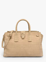 Sac Port� Main M Equestre Croco Cuir Etrier Beige equestre croco EEQC142M-vue-porte
