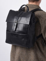 Sac � Dos Business Foulonn� 2 Compartiments Cuir Etrier Noir foulonne EFOU8092-vue-porte