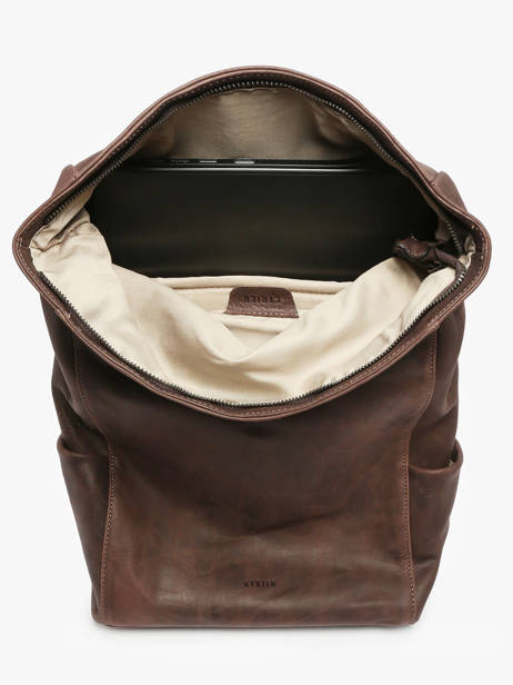 Leather Spider Backpack 2 Compartments Etrier Brown spider ESPI8102 other view 3